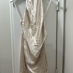Elegant Beige Satin Dress